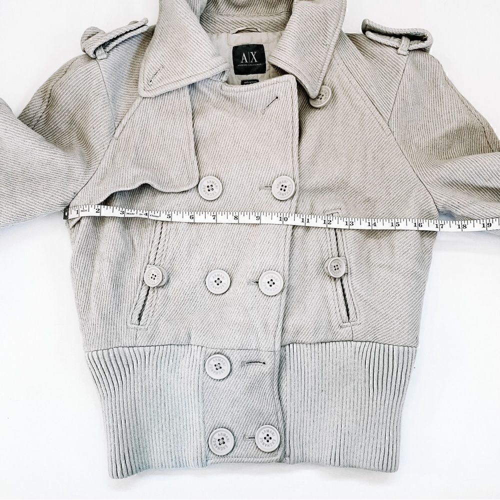 Armani Exchange Gray Beige Wool Blend Double Breasted Collar Bomber Jacket Sz S - Picture 6 of 8